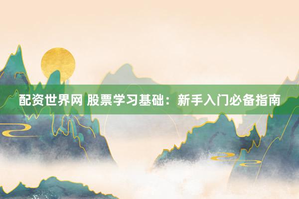 配资世界网 股票学习基础：新手入门必备指南