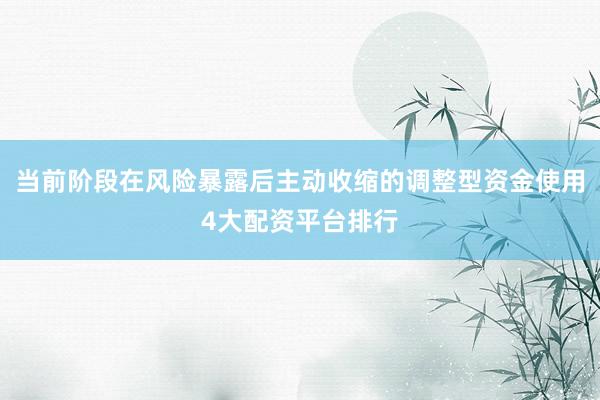 当前阶段在风险暴露后主动收缩的调整型资金使用4大配资平台排行