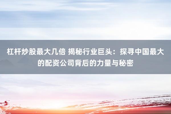 杠杆炒股最大几倍 揭秘行业巨头：探寻中国最大的配资公司背后的力量与秘密
